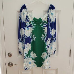Farm - Blue, Green, White Floral Dress.  New With Tag.  Size Small